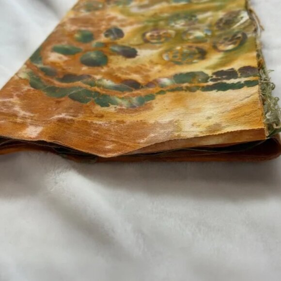 Vibrant Orange and Green Patterned Batik Fabric - Picture 5 of 6